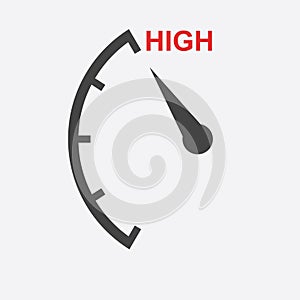 Speedometer, tachometer, fuel low level icon. Flat vector illustration on white background