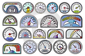 Speedometer vector color set icon. Vector illustration speed of car on white background . Color set icon speedometer