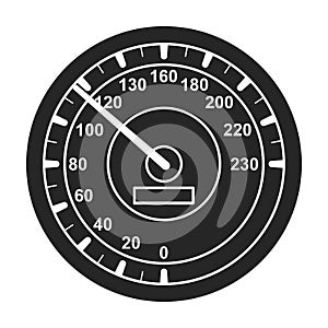 Speedometer vector icon.Black vector icon isolated on white background speed