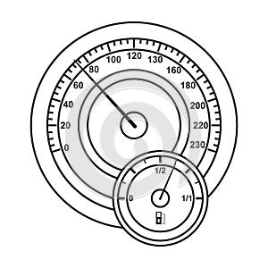 Speedometer vector icon.Outline vector icon isolated on white background speed