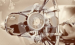 Speedometer of a vintage motorcycle