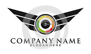 Speedometer and wings vector logo