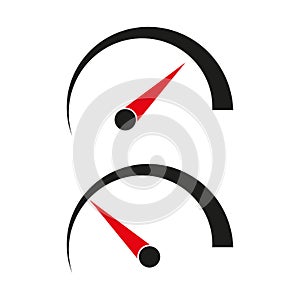 speedometers red arrow. Speed dial indicator. illustration. stock image.