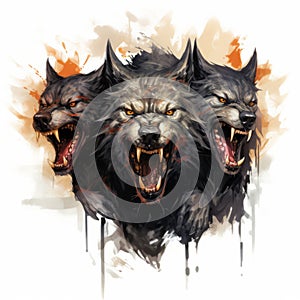 Speedpainting Concept Art: Graphic Design Of 3 Screaming Wolves