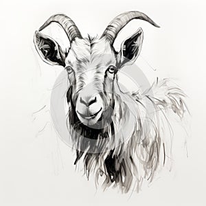 Expressive Black And White Goat Sketch In 32k Uhd Style photo