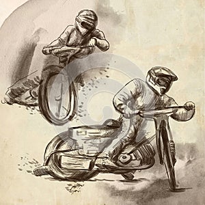 Speedway, motorcycle races - An hand drawn illustration