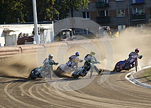 Speedway rider on the track