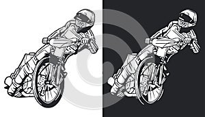 Speedway rider vector line art illustration