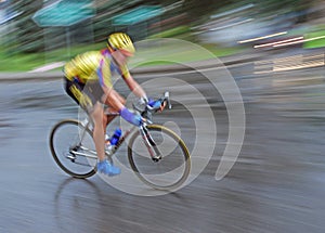 Speedy bicyclist photo