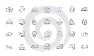 Speedy conveyance line icons collection. Velocity, Rapidity, Swiftness, Acceleration, Expedition, Haste, Celerity vector