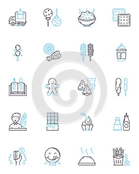 Speedy cuisine linear icons set. Quick, Efficient, Instant, Rapid, Swift, Fast, Instantaneous line vector and concept