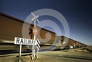 Speedy freight train crossing