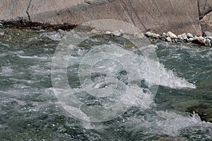 A Speedy River Water with Splashes