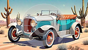 Speedy roadster old car desert speedway cactus landscape