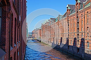 Speicherstadt warehouse district. Hafencity quarter in Hamburg.