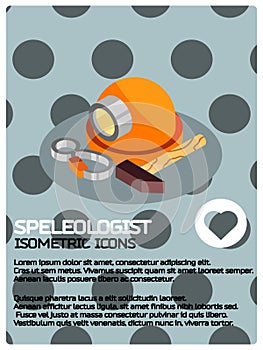 Speleologist color isometric poster