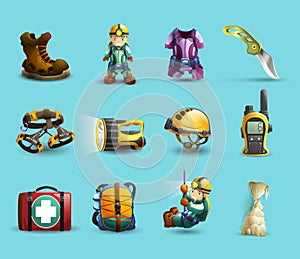 Speleology 3d icons set