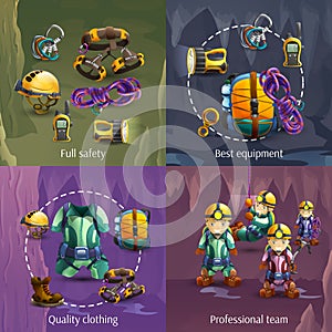 Speleology 4 3d icons square banner