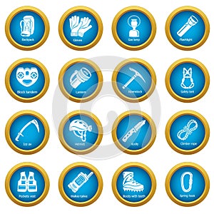 Speleology equipment icons set, simple style