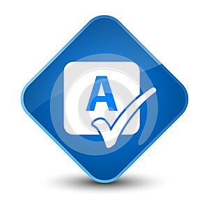 Spell check icon elegant blue diamond button