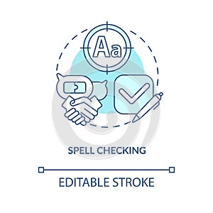 Spell checking blue concept icon