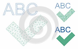 Spell Checking Vector Mesh Network Model and Triangle Mosaic Icon