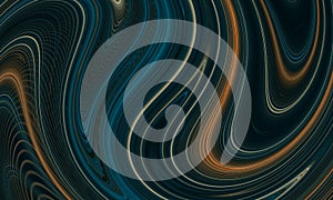 Spellbinding motion of orange blue paint mix in ductile digital 3d artwork.