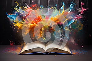 Spellbinding Open magic book colorful. Generate Ai