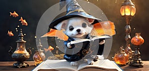 Puppy Sorcerer in Mystic Study photo