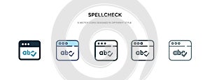 Spellcheck icon in different style vector illustration. two colored and black spellcheck vector icons designed in filled, outline