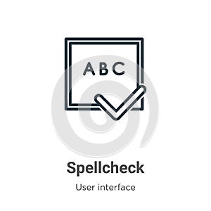 Spellcheck outline vector icon. Thin line black spellcheck icon, flat vector simple element illustration from editable user