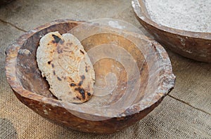 Spelled (einkorn) bread with stamped drawings