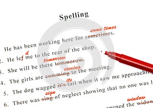 Spelling check on English sentences photo