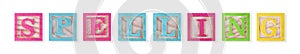 Spelling concept with wood blocks