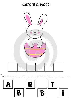 Spelling game for kids. Cute cartoon rabbit.