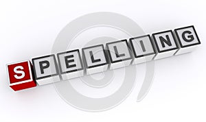 spelling word block on white