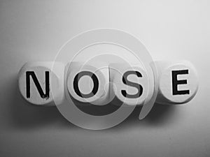 Word nose spelled on dice