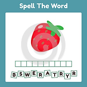 Spelling Word Scramble Game Template Strawberry.