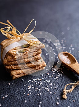 Spelt flour crackers with pumpkin, sunflower, sesame, flax and hemp seeds