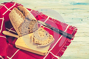 Spelt organic bread, shabby style