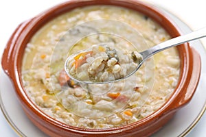 Spelt soup, farro soup, italian cuisine