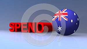 Spend with Australia flag on blue