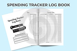 Spending tracker logbook KDP interior. Money spent checker notebook and expense tracker journal template. KDP interior notebook.