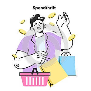 Spendthrift. Careless consumer behavior. Purchasing beyond the means.