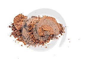 Spent or used coffee grounds on white background