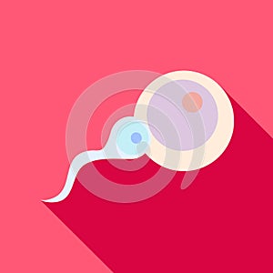 Sperm cell and male fertility icon, flat style