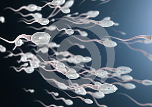 Sperm cells moving to the right