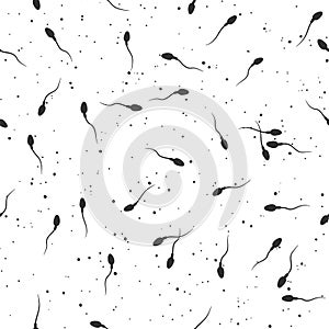 Sperm. Microscope view. Seamless vector pattern.