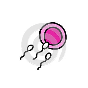 Sperm and ovum doodle icon