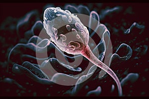 Sperm, the spermatozoon ovulates into the egg. photo